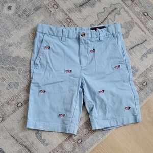 Vineyard Vines Boys Teen Blue Shorts with Patriotic American Flag Whales Sz12